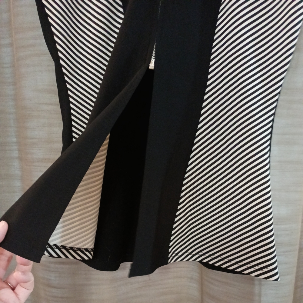 Vintage Y2K IRE Fashion Striped Black & White Blouse Large - Picture 3 of 6